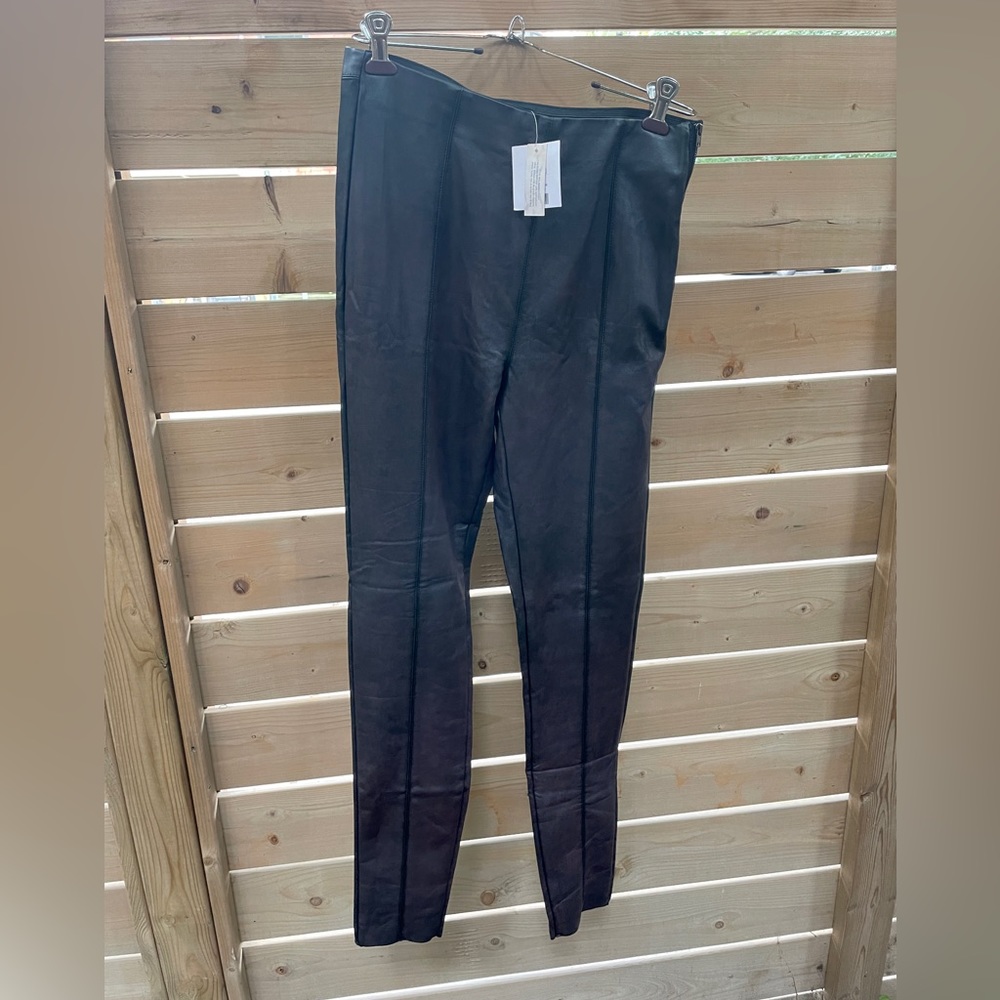 Topshop Tall artificial leather side zip pant US 10